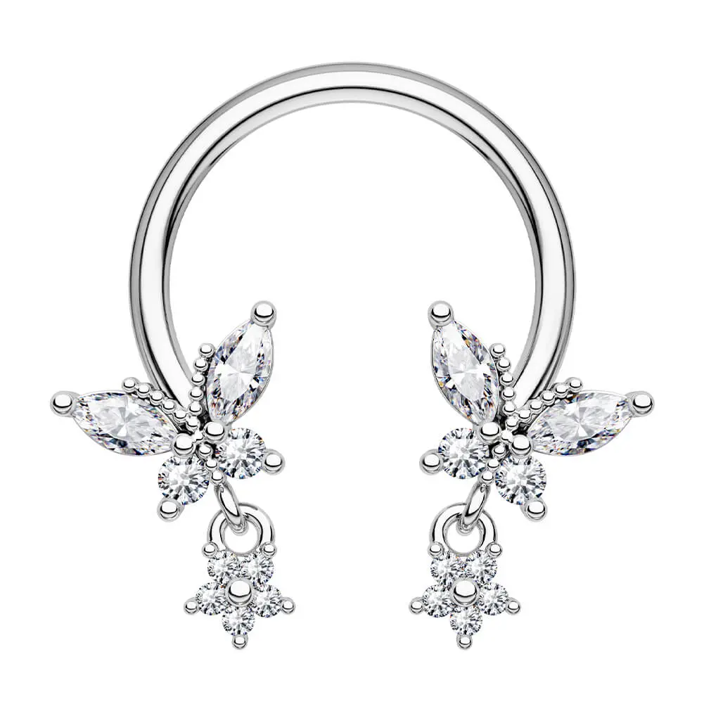 OUFER 16G Stainless Steel Butterfly Charm Dangle Star Horseshoe Septum Ring - Body-Safe, Non-Tarnish Dainty Body Jewelry for Septum Piercing, Conch Piercings, Daily Wear