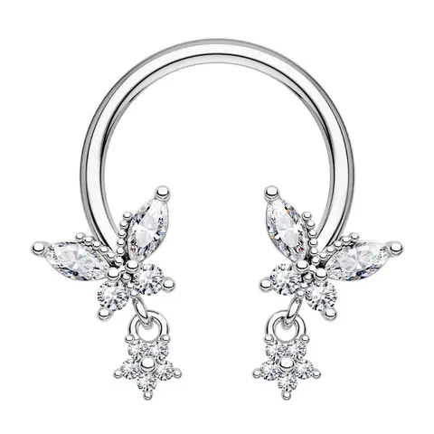 OUFER 16G 316L Stainless Steel Unisex Septum Jewelry - 10mm Butterfly Motif Soft Charm Star Drop Horseshoe, Hypoallergenic, Body-Safe, Non-Tarnish Cubic Zirconia Bling, Septum-Conch Fit for Conch-Helix Piercings, Everyday Playful Body Art Accessory