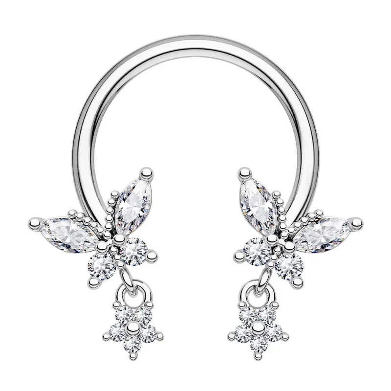OUFER 16G 316L Stainless Steel Unisex Septum Jewelry - 10mm Butterfly Motif Soft Charm Star Drop Horseshoe, Hypoallergenic, Body-Safe, Non-Tarnish Cubic Zirconia Bling, Septum-Conch Fit for Conch-Helix Piercings, Everyday Playful Body Art Accessory