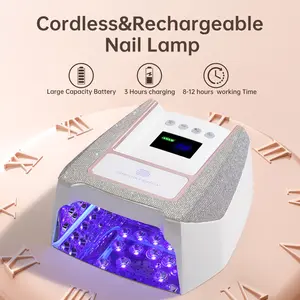 CHRISTINE SHELLY UV Nail Lamp, Cordless UV Light for Gel Nails with Auto Sensor & 4 Setting Timers, Rechargeable LED Nail Light, Professional Nail Dryer for Salon & Home, Pink Diamond