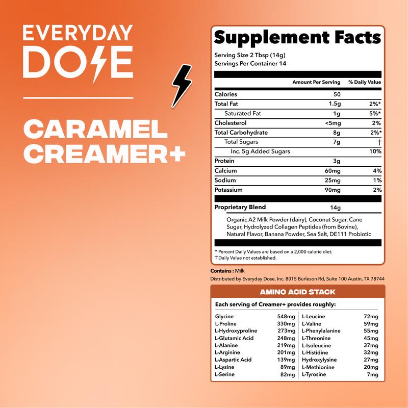EVERYDAY DOSE 14 Serving Mild Roast Coffee+ with Caramel Creamer+ with Collagen & Probiotics & FREE Tumbler