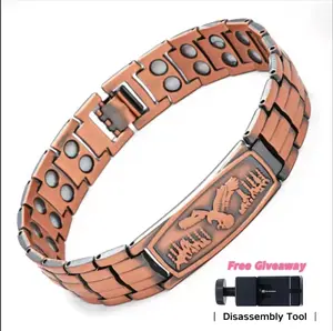 September Laurel Copper Bracelet for Men-Magnetic Bracelets 99.99% Pure Copper Jewelry Gift with Adjustable Sizing Tool, Magnetic Field Therapy Jewelry with Eagle Pattern Valentine’s Day gift.
