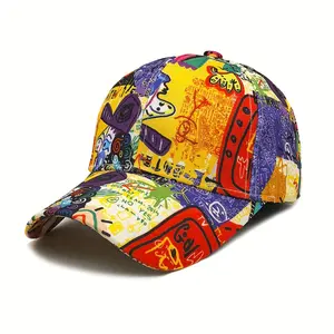 Hip-Hop Graffiti Baseball Cap Adjustable Lightweight Polyester Outdoor Sports Visor with Vibrant Street Art Design Buckle Closure Hand Washable Party Hat | Graffiti Design Adjustable Cap