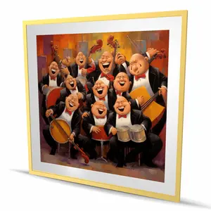Begin Home Decor C1FM4848K4UXGB 48 x 48 in. Music Band - Black Abstract Framed Matted Print Wall Art - Home Decor