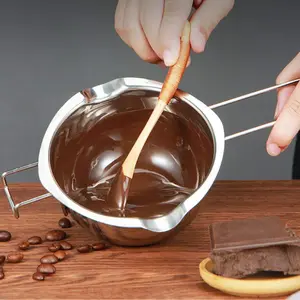Handle Stainless Steel Chocolate Melting Pot, Kitchen Baking Candy Making Dessert Prep, Professional Chef Tool, Durable Non-Stick Cookware