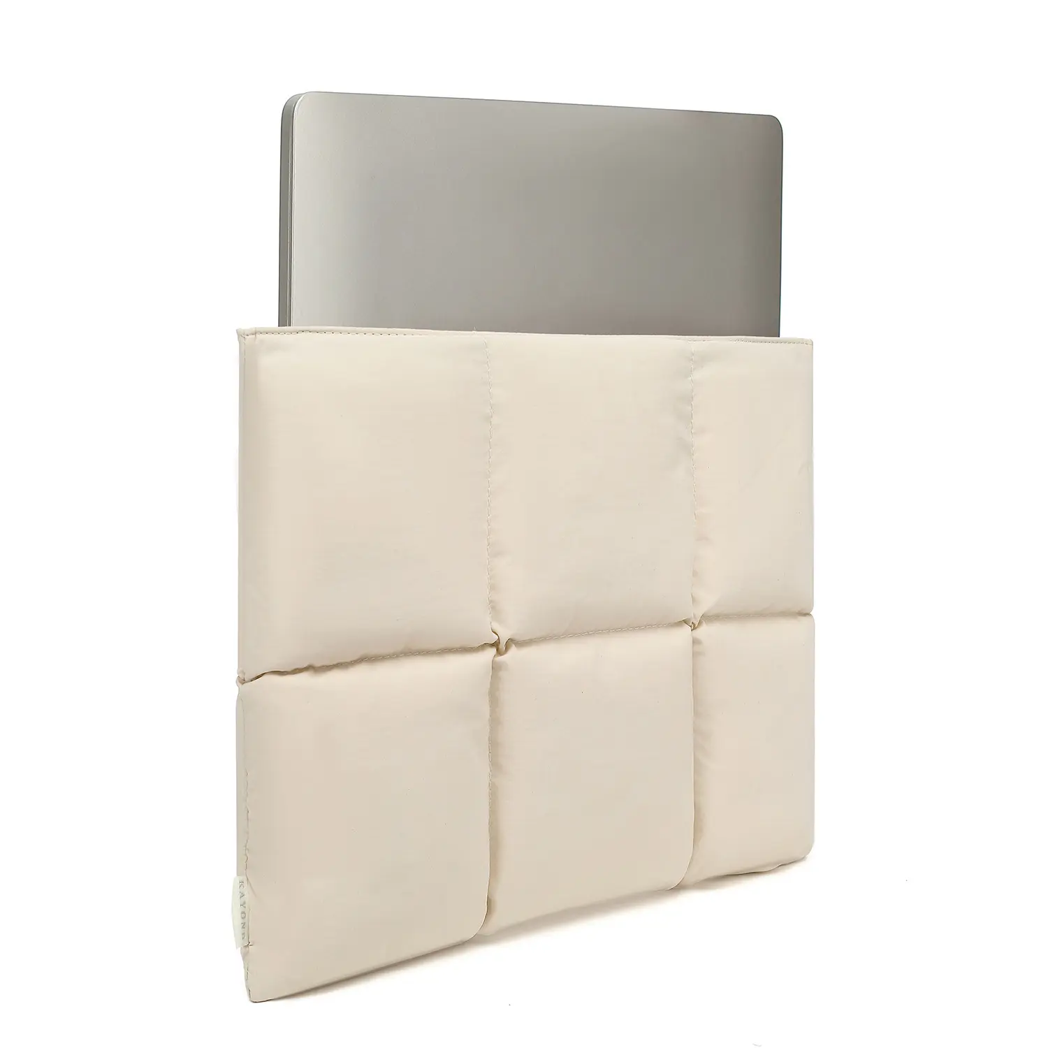 2026 Comfyable Puffy Laptop Sleeve 13 14" Lightweight Case Waterproof Fleece Lining for MacBook M4 M3 M2 M1 Notebook Gift Work School 2-in-1 Universal,Beige, Quilted Laptop Bag, Work Computer Bag, Durable Crinkle Nylon Resists Wear, Magnetic Snap Keeps Li