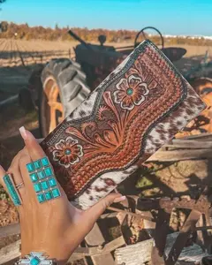Jessie Jane Hide and Tooled Wallet in Brown by Haute Southern Hyde
