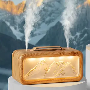 Snow Mountain Humidifier with Night Mode and 2-Level Mist Capacity -600ml/20oz Silent - Cold Air Humidifier for Bedroom, Office, Room - Compact Top Water Tank, Low Voltage Operation, Ideal Gift (Mountain Design)