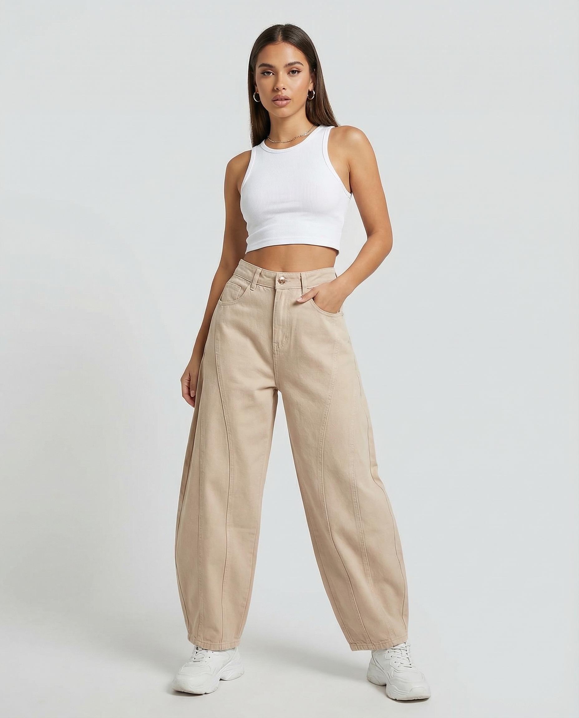 Women’s Baggy Barrel Jeans Comfortable Relaxed-Fit Wide-Leg Pants with Y2K-Inspired Coquette Star and Heart Graphics—Cute Everyday Casual Streetwear
