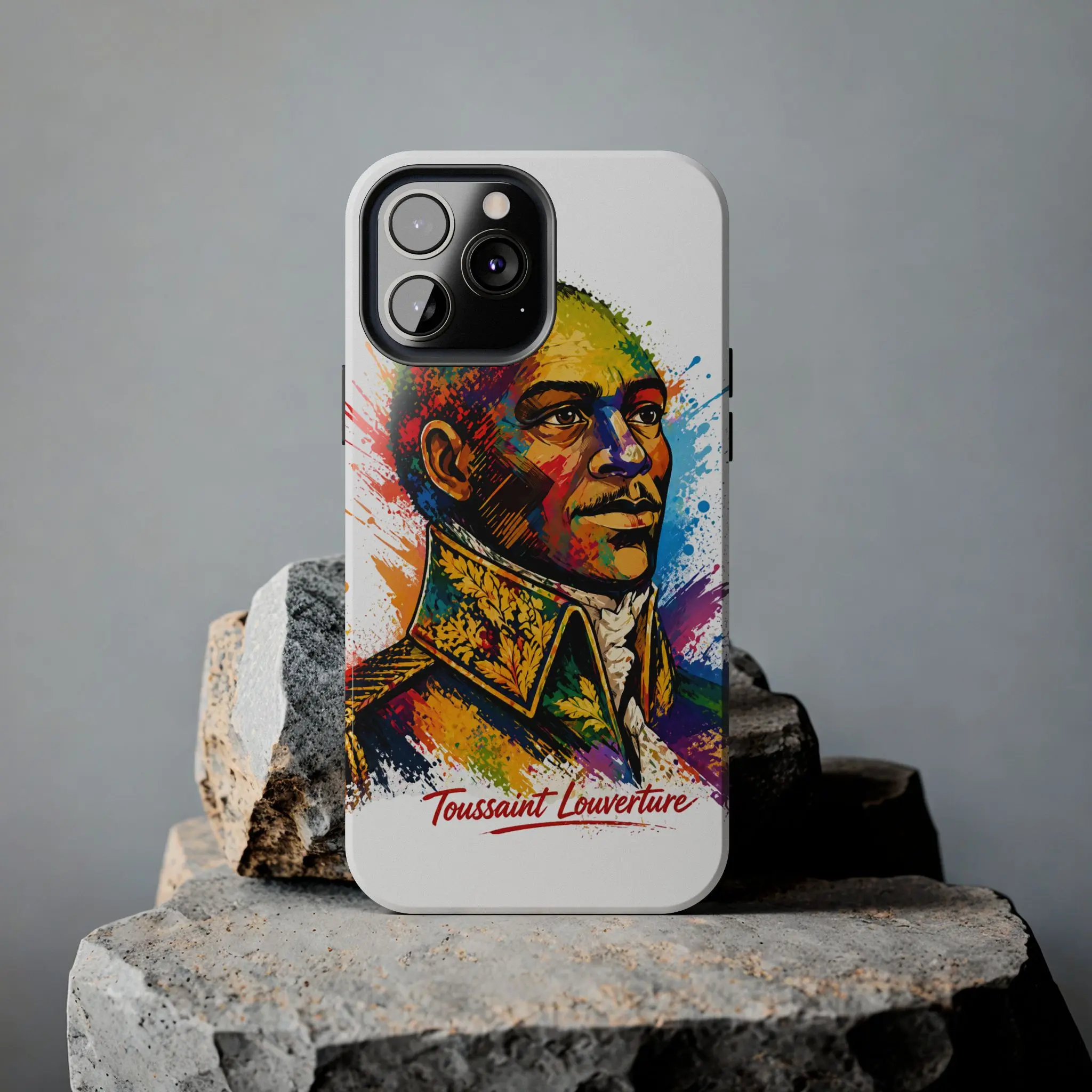 Customized Toussaint Louverture Portrait Print Glossy Hybrid Plastic Polycarbonate Cellphone Case - Heroes of Haitian Independence Curve-Design, Durable Shockproof Protection Cover for Mobile Phones