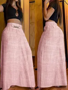 Women's Loose Casual Pleated Skirt, Spring Summer Fall Elastic Waist Side Pocket Long Skirt, Comfortable Woven Fabric Party Wedding Dress