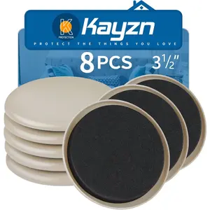Furniture Sliders 8pcs 3 1/2 inch - Heavy Duty Reusable Round Sliders for Moving Furniture on Carpet, Easily Move Couches Beds Armoires