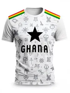 Ghana Jersey with Star Pattern, Authentic Ghana Team Fan Gear, Comfortable Casual Wear, Suitable for Training and Matches, All Seasons