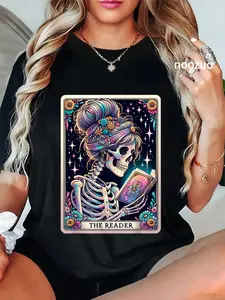 100% Cotton The Reader Funny Tarot Card Women Book Lover Librarian Read T-Shirt