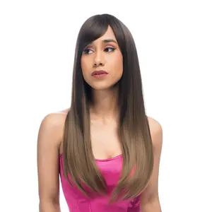 21-Inch Brown Sombre (Chocolate Espresso Roots, Neutral Brown Ends) Straight Synthetic Wig | 【Heat Resistant】【Cap Included】 | FSGA