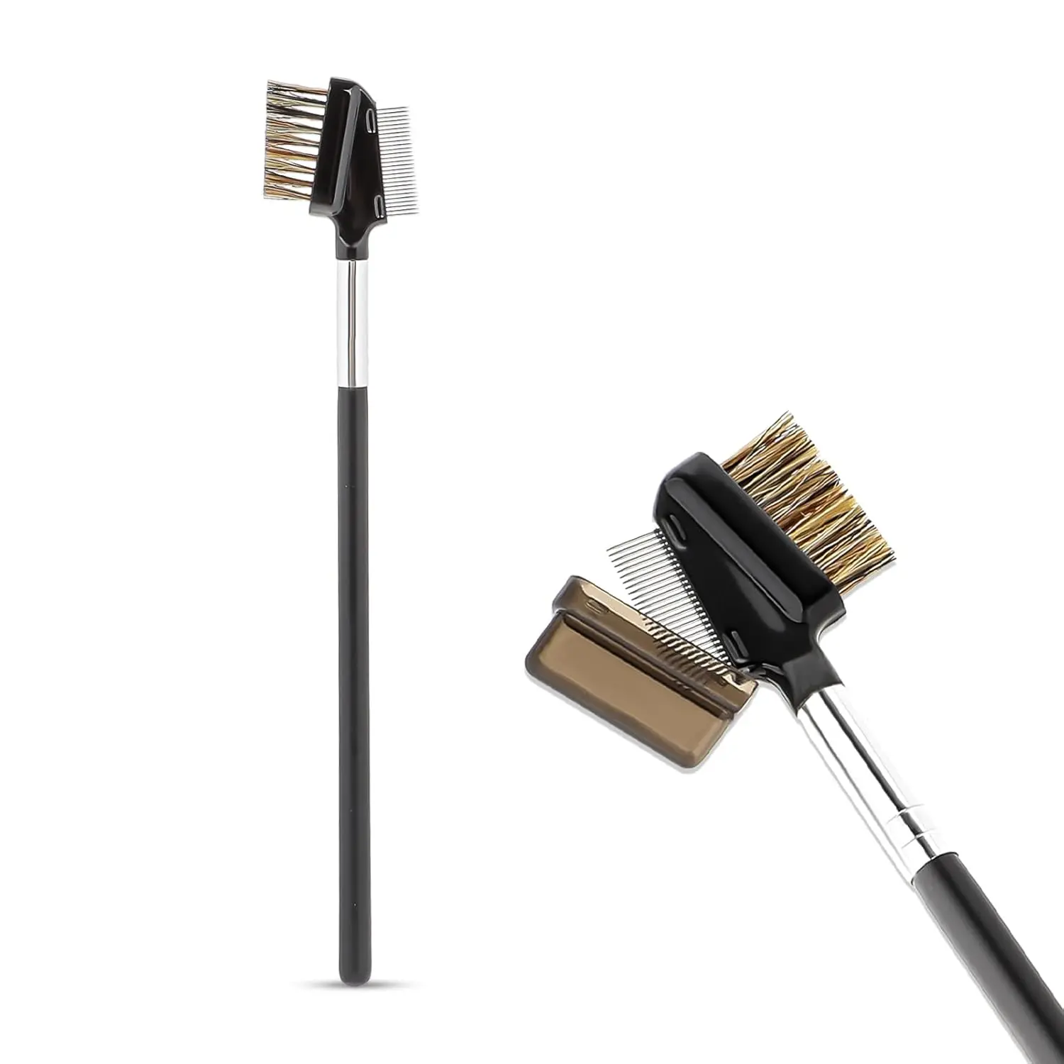 Metal Eyelash Comb Eye Brow Brush Comb Separator Metal Eyelash Comb Brush Resuable Double-Sided Eyebrow Brush Eyelash Comb, Eye Brow Makeup Brush Eye Lash Comb for Eyelashes Extension (Nylon)
