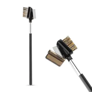 Metal Eyelash Comb Eye Brow Brush Comb Separator Metal Eyelash Comb Brush Resuable Double-Sided Eyebrow Brush Eyelash Comb, Eye Brow Makeup Brush Eye Lash Comb for Eyelashes Extension (Nylon)
