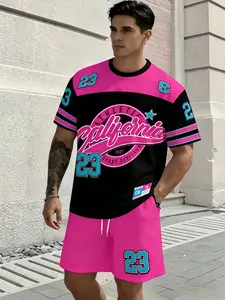 Plus size loose casual top and shorts for men, funny painted breathable summer clothes suitable for all body shapes