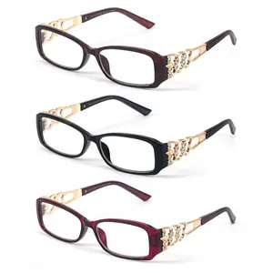 3-Packs Trend Reading Glasses With Classic Chain And Rhinestone Accents Design, Women Glasses Comfortable Trendy Multi-Pack Glasses Trending Eyeglasses Eyeglass Frames