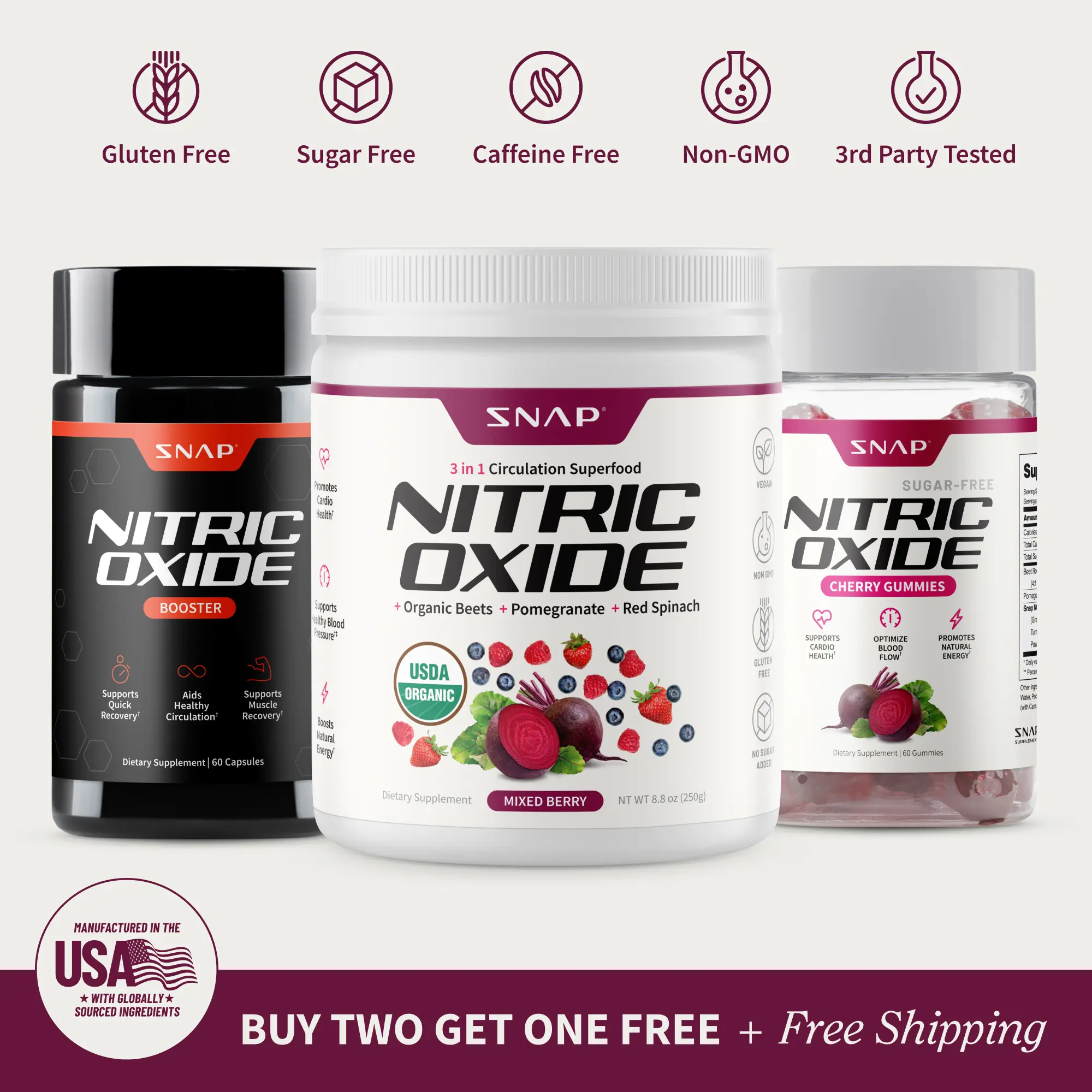 Nitric Oxide Booster + Beet Powder + Gummies