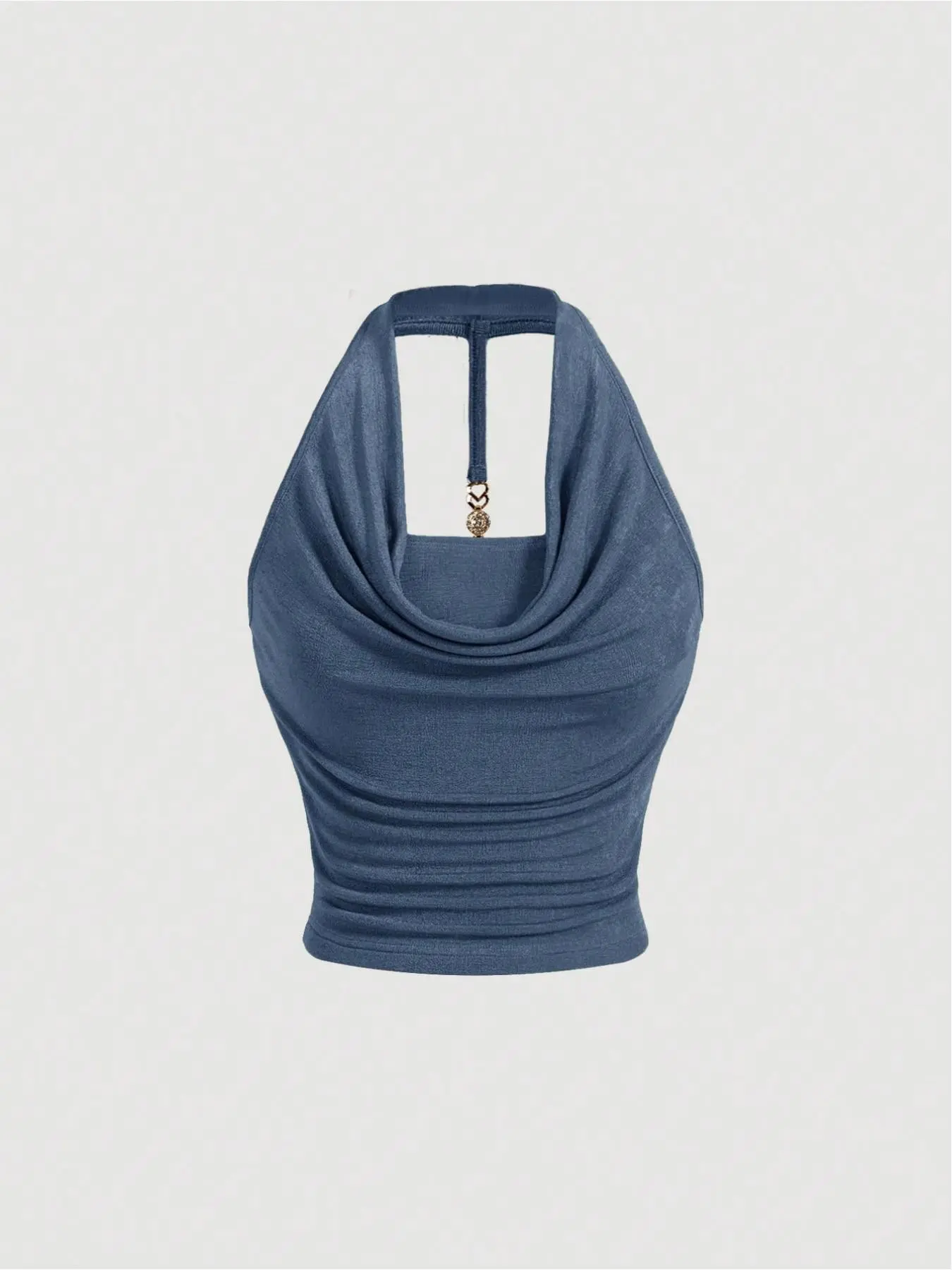 Elegant Halter Neck Ruched Backless Vest, Elegant Casual Sleeveless, Pure Desire Aesthetic Style, Perfect for Casual Wear, Stylish Women's Top, Comfortable, Fit and Trendy