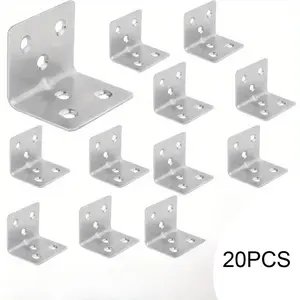 20 Stainless Steel L-Shape Brackets, Durable 90° Angle Hangers, Wooden & Metal Supports, 3.6cm X 2.6cm X 2.6cm Size