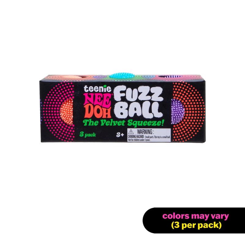NeeDoh Teenie Fuzz Ball 3-Pack – Sensory Fidget Toy with Velvet Texture – Soft Squishy Stress Relief – Ages 3+