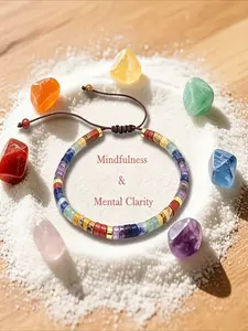 7 Chakra Bracelet, Natural Stone Beaded, Women's Spiritual Wristband, Bohemian Style, Crystal Meditation Relaxation, Anxiety Relief, Gift, Daily Wear
