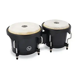 Latin Percussion Discovery Series 6-1/4-inch and 7 1/4-inch Bongo with Free Carrying Bag Drum, Onyx (LP601D-OX-K)