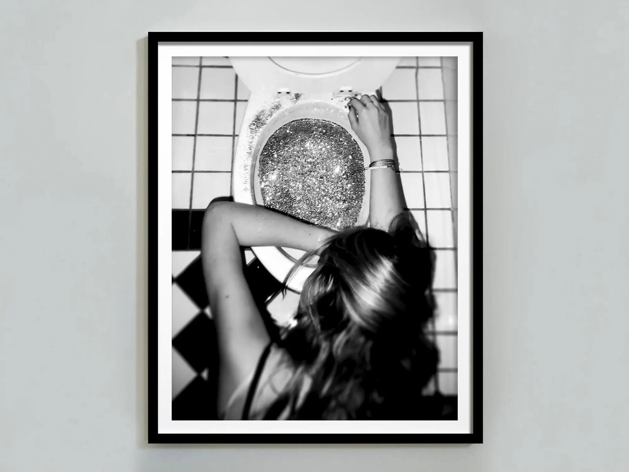 [Sale up to 50%] Black and White After the Disco Party Graphic Photo Print Wall Art - Fade-Resistant High-Res Luster Paper, Eco-Friendly Sustainable Resin Accent, Unique Decor, Room Accessories for Teen Girls' Home Spaces