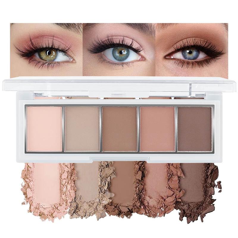 Matte Nude Eyeshadow Makeup Palette, Nude Pink Brown Taupe Neutral Matte Smokey Cream Mini Eye Shadow Palette Makeup for Older Women Blue Green Eyes, Contour Make up Palettes sombras de ojos