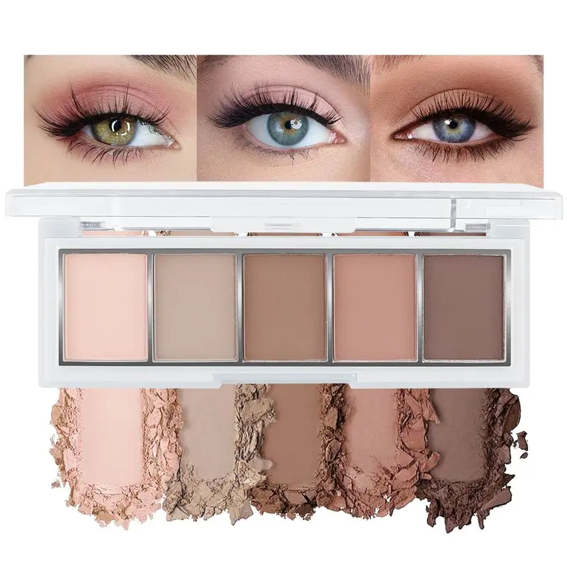 Matte Nude Eyeshadow Makeup Palette, Nude Pink Brown Taupe Neutral Matte Smokey Cream Mini Eye Shadow Palette Makeup for Older Women Blue Green Eyes, Contour Make up Palettes sombras de ojos