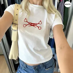 Lesbian Scissors Baby Tee, Gay Pride Crop Tee, LGBT Pride Month Outfit, Women Y2K Top