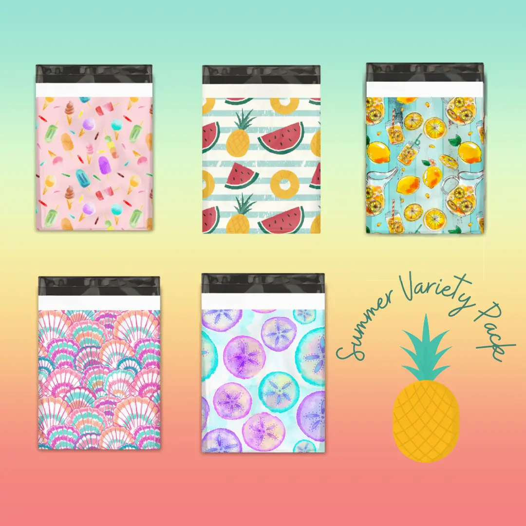 10x13 Summer Sample Pack Poly Mailers – Shipping Bags for Small Business