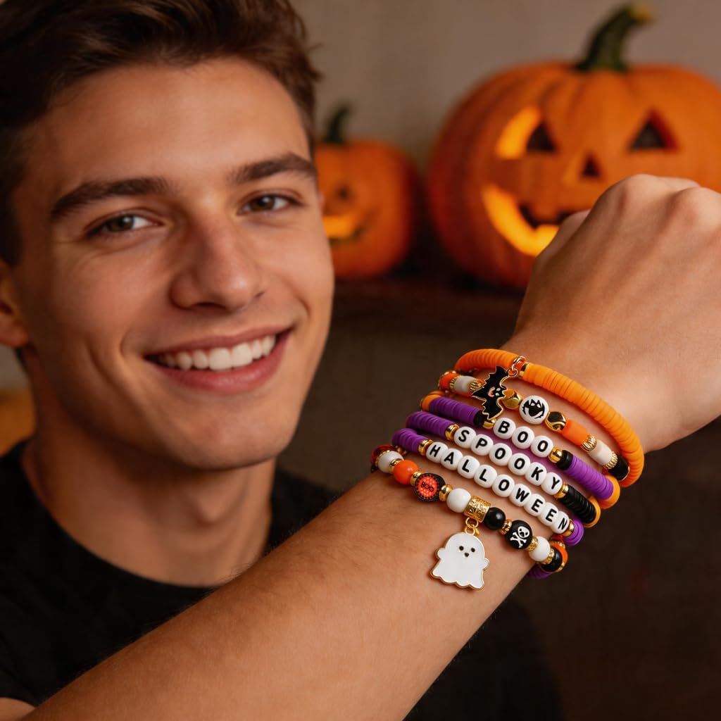 Halloween Party Favors 6 Pack Halloween Bracelets for Kids Halloween Toys and Treats Party Favor Gifts Goodie Bag Fillers Halloween Crafts & Party Supplies for Boys & Girls