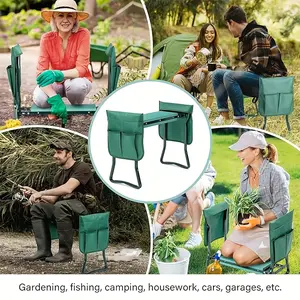 YOSA Garden Kneeling Chair and Seat, Foldable Kneeling Stool, with Thicker EVA Foam Cushion Heavy-Duty Bench, with Tool Bag, Apron, Outdoor Gardening Gifts, Fishing, Green