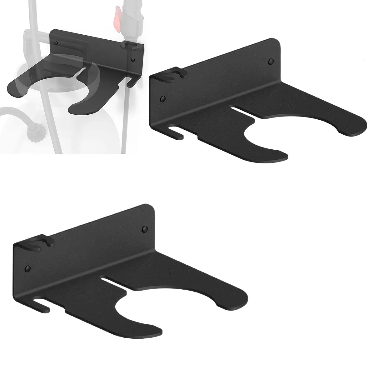 2pcs Wall Mounted Spray Bottle Holder - Lightweight Tool Organizer with Wall Hooks, Hose Hook, Storage Bracket for Garage, Yard Indoor/Outdoor Use