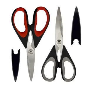 Kitchen Scissors- Stainless Steel Kitchen Shears, Value 2-Pack, Heavy Duty General Purpose, Ergonomic Soft Grip Handles, with Protective Sheath