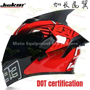 JIEKAI Motorcycle Flip Up Helmet Personality Horn Tail Motorbike Motocross Shark Moto Helmet Technology Design Full Face Casco