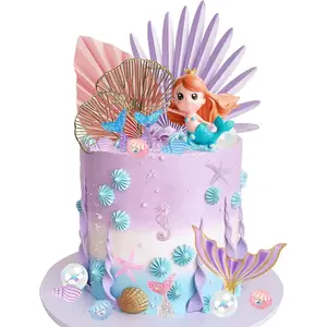 Mermaid cake toppers under the sea mermaid tail cake decorations for birthday baby shower party supplies style 1