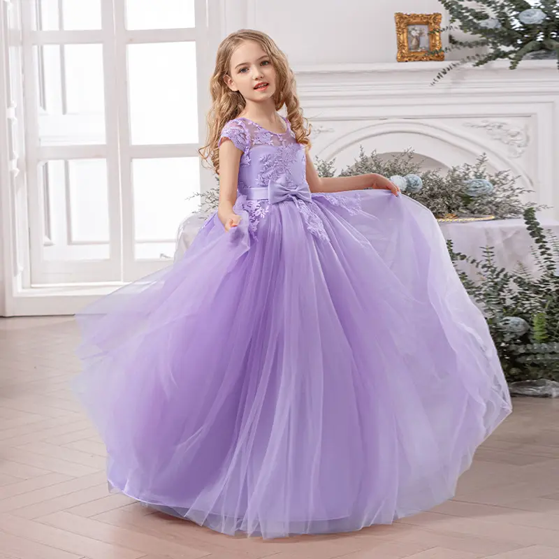 Lavender Floral Lace Flower Girl Dress, Long Puffy Tulle Ball Gown for 8-14 Years Old Girls Party Performance 23668 - TikTok Shop Lavender Floral Lace Flower Girl Dress, Long Puffy Tulle Ball Gown for 8-14 Years Old Girls Party Performance 23668 - TikTok Shop