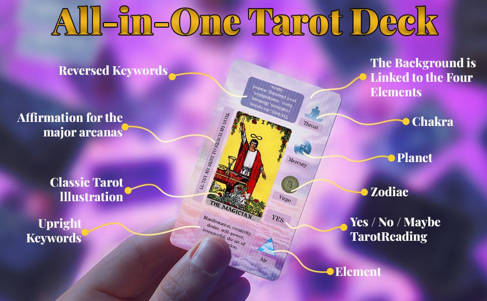 Tarot Cards with Meanings on Them for Beginners Classic Learning Training Tarot Deck Set with Message for Reading