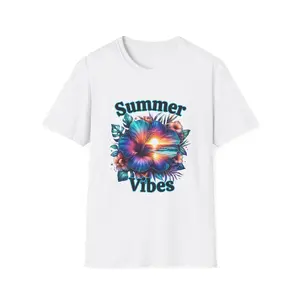 Summer Vibes Unisex Softstyle T-Shirt, Beach Wear, Casual Tee, Gifts for Her, Summer Outfit, Vacation Style