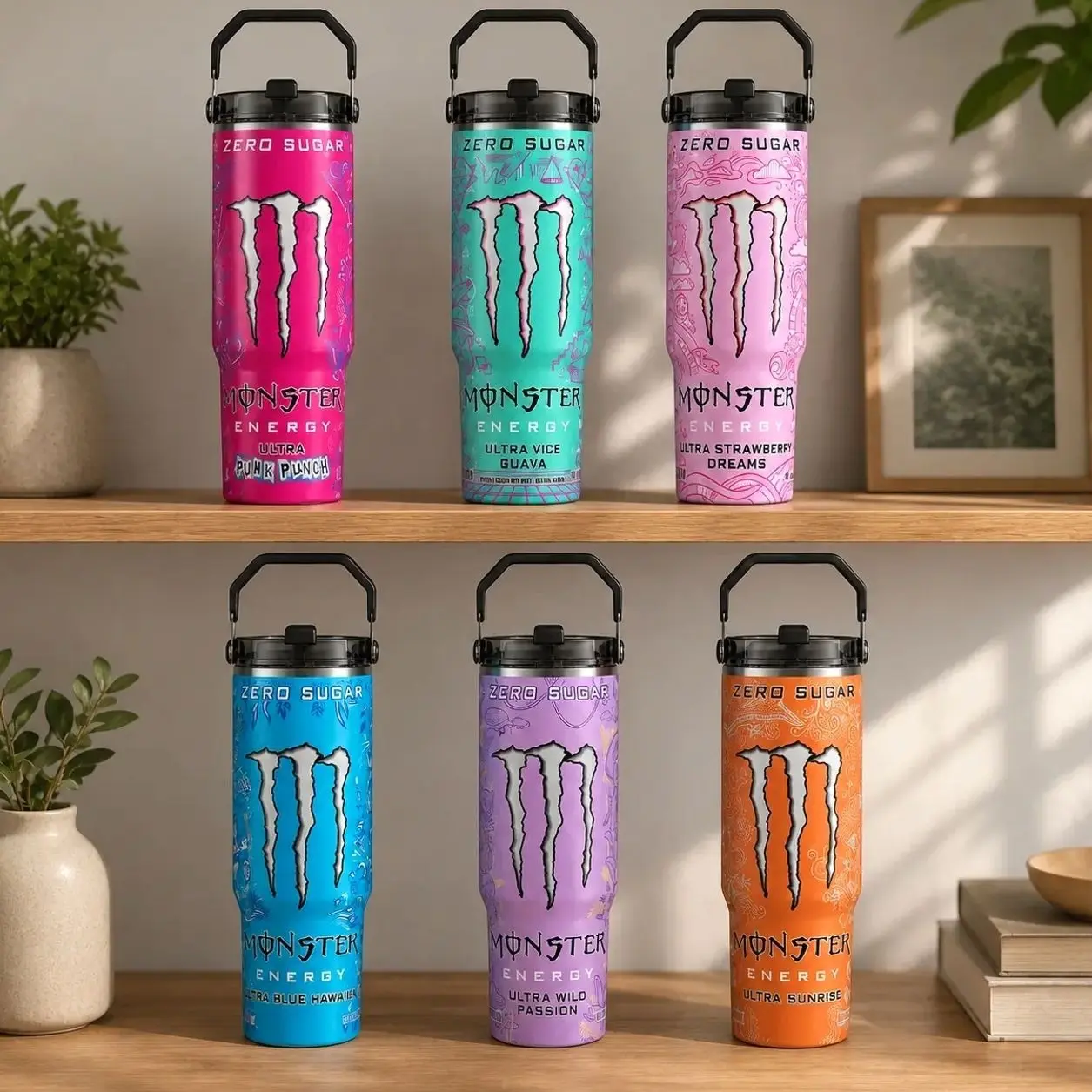 V3 Monster Energy Drink 30oz Carry Tumbler, Handmade Sublimation Tumbler,  Stainless Steel Travel Cup, Gift for Energy Drink Fans