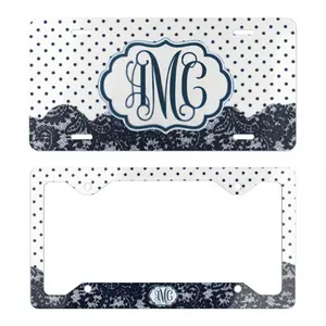 Personalized Leopard Print License Plate Monogram Vanity Plate Custom Initial Preppy Chic Car Decor