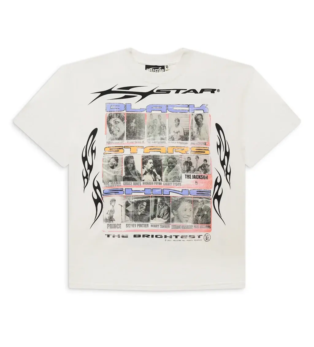 Hellstar Black Stars Shine Tee White
