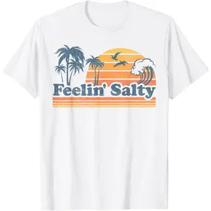 Funny Feelin Salty Beach Summer Vacation Vintage 70's Retro T-Shirt