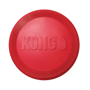 KONG Classic Red Rubber Flyer for Dogs - Flexible Accurate Flight Soft Fetch Toy