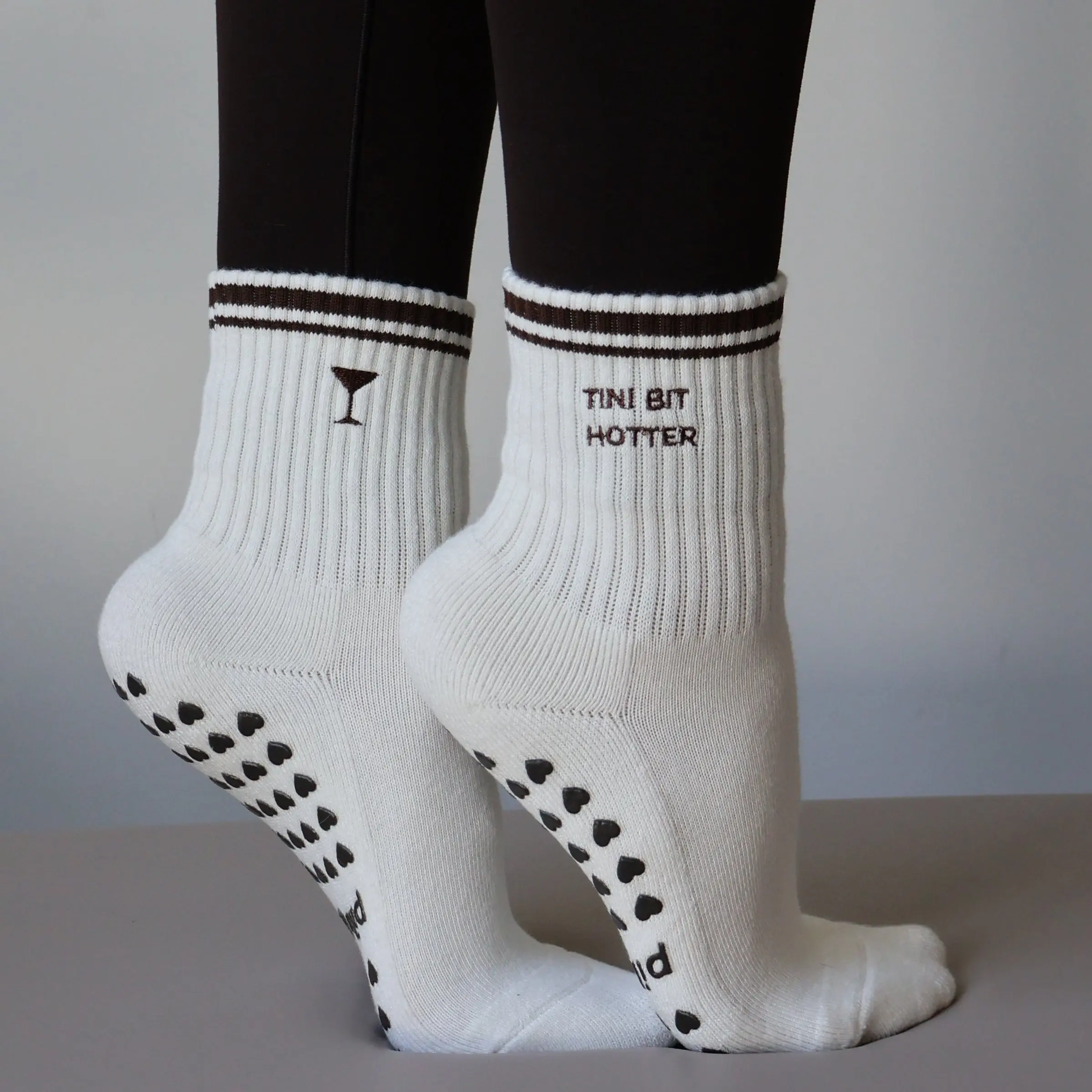 Tini Bit Hotter Grip Socks for pilates and barre - Martini pilates socks - Cute grip socks Gripsocks Athletic Grip Sock Workout Socks All Season Socks