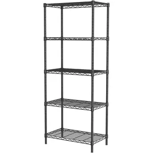 Shelf Wire Shelving Adjustable Storage Shelves Rack Standing Units for Kitchen Closet Laundry Bathroom Organizers Metal Pantry Narrow Mesh Gaps 12" x 22" W x 59" Black